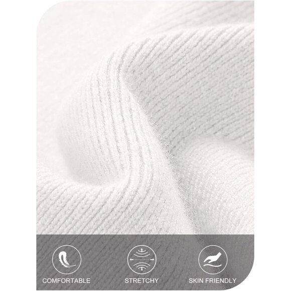 Merokeety Women's White Off Shoulder Long Sleeve Elegant Bodycon Midi Dress - Picture 5 of 9